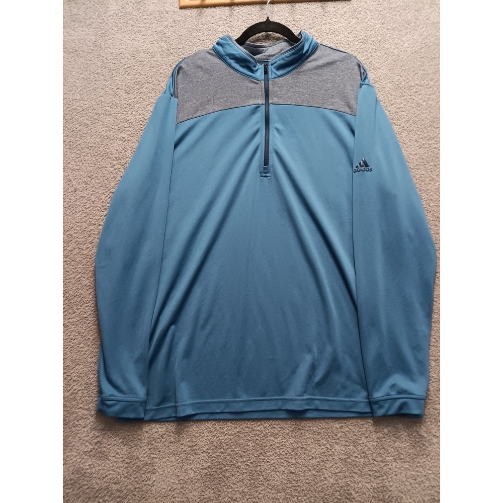 adidas‎ Golf Quarter-Zip Pullover 2XL Men's Blue/Gray Performance